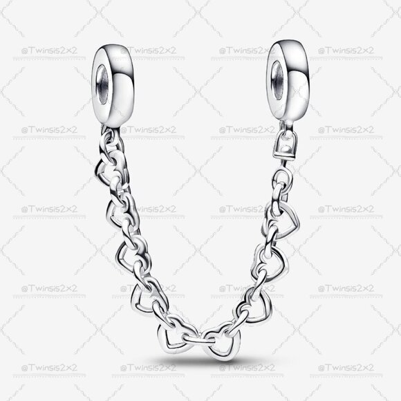 Pandora Linked Hearts Safety Chain - Picture 1 of 2